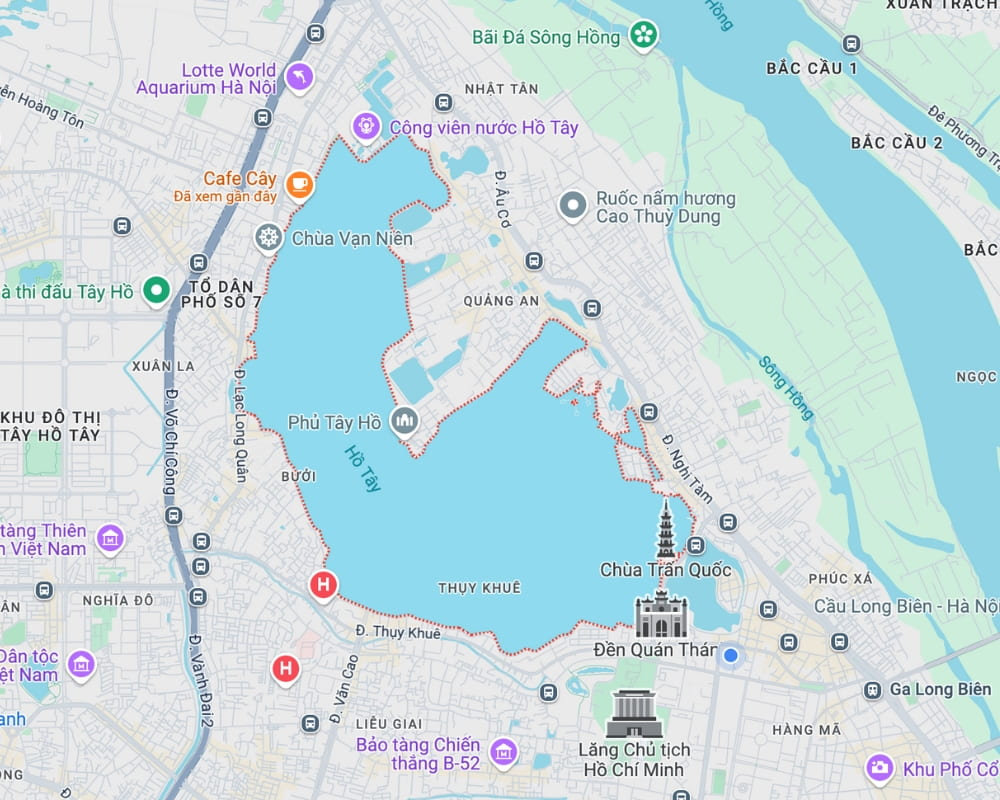 Map of Hanoi West Lake Area